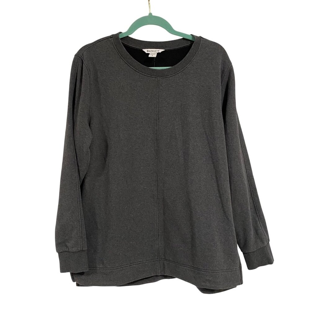 Athleta Retroplush Heather Crewneck Gray Size‎ L